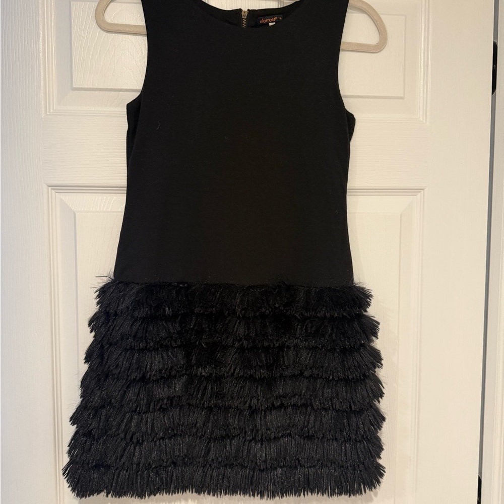 Girls Chic Black Fringe Dress